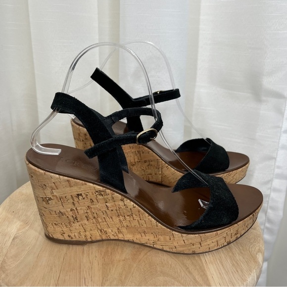 J.Crew black suede cork wedges - Picture 2 of 6